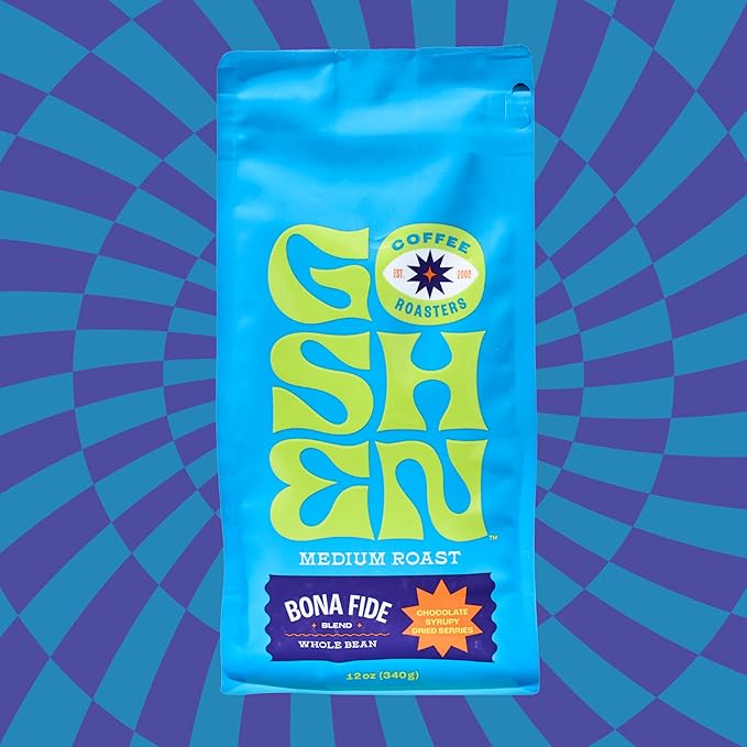 Goshen Coffee Roasters Whole Bean Bona Fide Blend | Medium Roast Brewed or Espresso | Award-Winning Natural and Washed | Chocolate Syrupy Dried Berry Flavors | 5 lb Bag