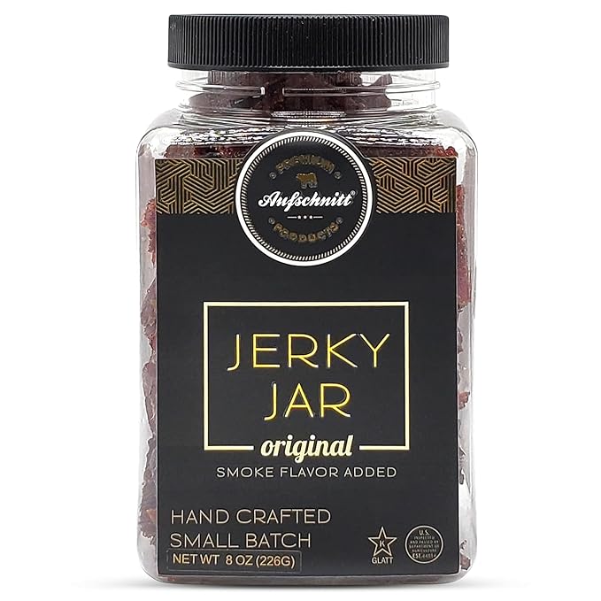 Aufschnitt Meats Beef Jerky Jar - Grass Fed Beef - Kosher and Keto Friendly - Gift Idea 8 oz Jar Original