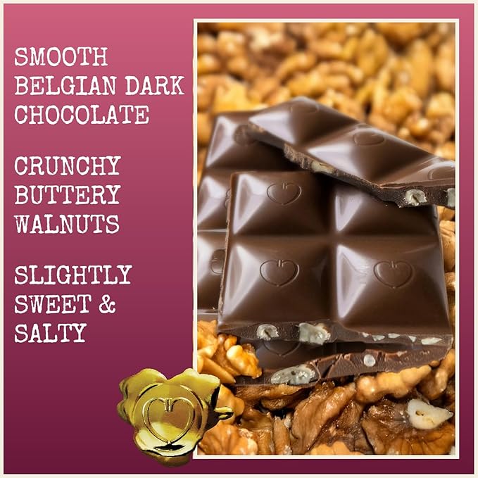 Chocolove Walnuts &amp Sea Salt Dark Chocolate Bars | 55% Cocoa | Crunchy Walnuts with a Salty Twist | Premium Dark Chocolate | Non-GMO Gluten-Free 3.2 oz Bar (12 Pack)