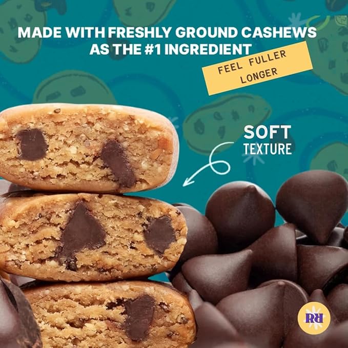 Raw Rev Vegan Protein Bars- Chocolate Chip Cookie Dough 12 bars Non-GMO Plastic-Neutral Nothing Artificial Glo Formula Gluten-Free Keto-Friendly Paleo Kosher No Sugar Alcohols No Stevia.