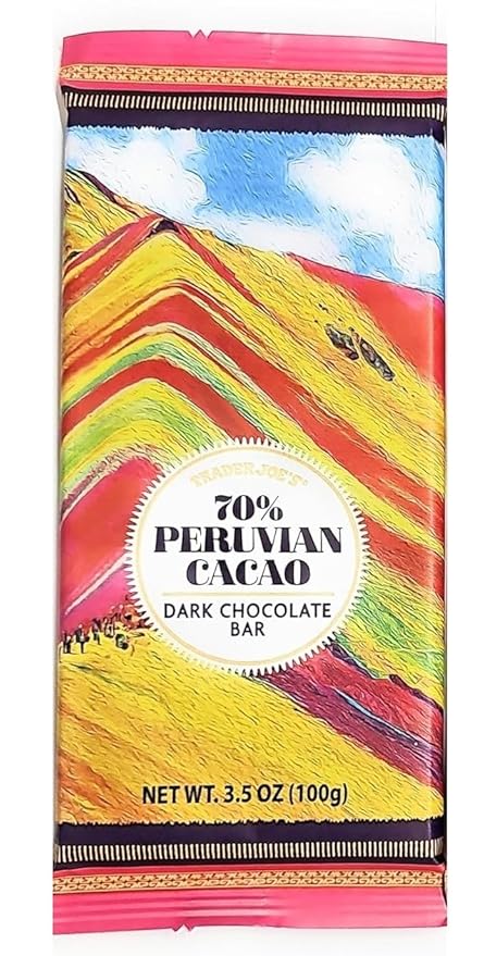 70% Peruvian Cacao Dark Chocolate Bar Desert Food Sweets 3.5oz/100g – (Pack of 2)