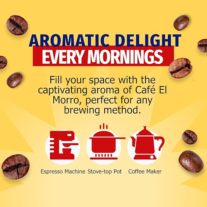 Café El Morro Dark Roast Espresso Ground Coffee Bulk Coffee Authentic Puerto Rican Style Coffee Vacuum Sealed Ground Espresso Beans 6 oz (4-Pack)