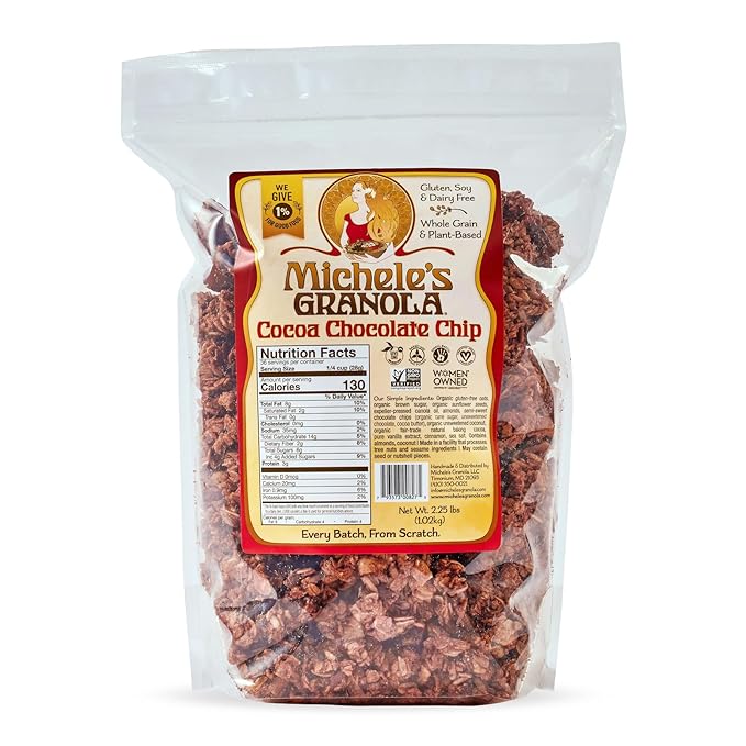 Michele's Granola Cocoa Chocolate Chip Handmade Whole Grain Vegan Gluten-Free &amp Non-GMO 36oz Resealable Bag