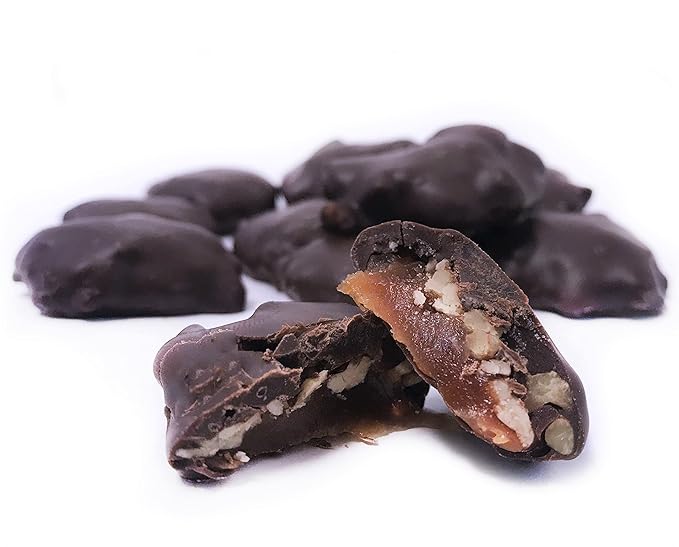 Gourmet Pecan Caramel Clusters with Dark Chocolate by It's Delish | 5 lbs Bulk Bag Premium Dark Chocolate Covered Nuts with Carmel Cluster | Christmas Gifts Bag of Chocolates Candy Nut Turtles with Pe