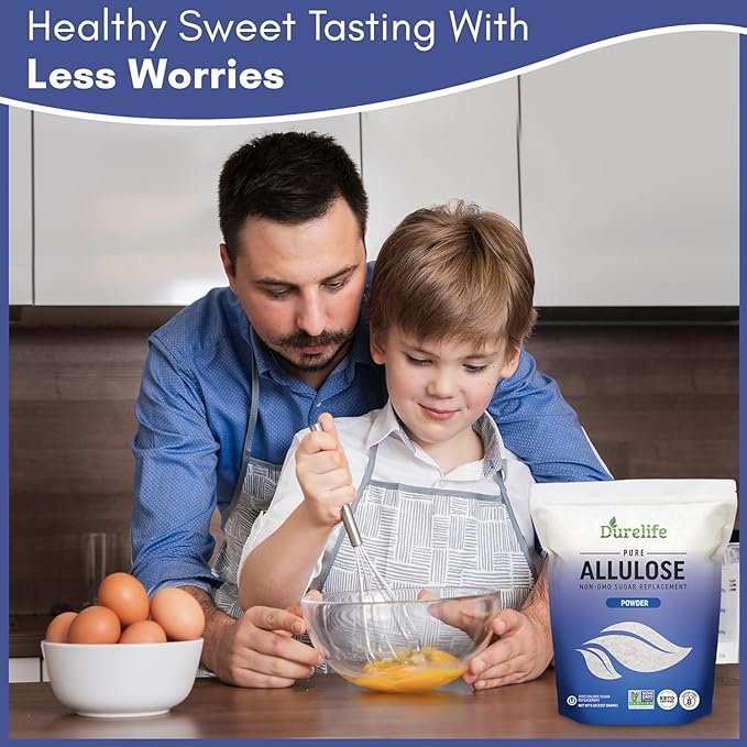 Durelife Allulose sweetener 10 lb 100% Pure No Erythritol powdered Sugar Substitute NON-GMO Project Verified Keto Certified OU kosher No Fillers Zero Calories sugar alternative 10 Lbs