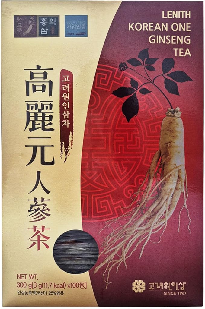 LENITH Korean One Ginseng Tea Packets Sachets-Concentrated Ginseng Extract Easy Dissolve Granulate Form Hot or Cold Tea_10.58 oz / 300 g (3g x 100ea)