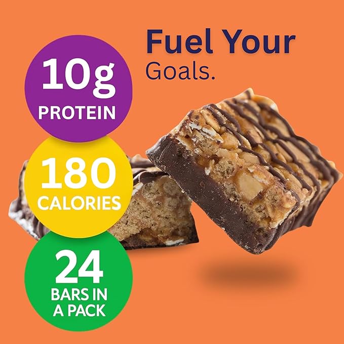 HMR Chocolate Peanut Butter &amp Iced Oatmeal Protein Bars 24 Count Each | 10g Protein | Low Calorie Nutritious Snack &amp Dessert | Supports Weight Maintenance | Tasty Meal Replacement or On-the-