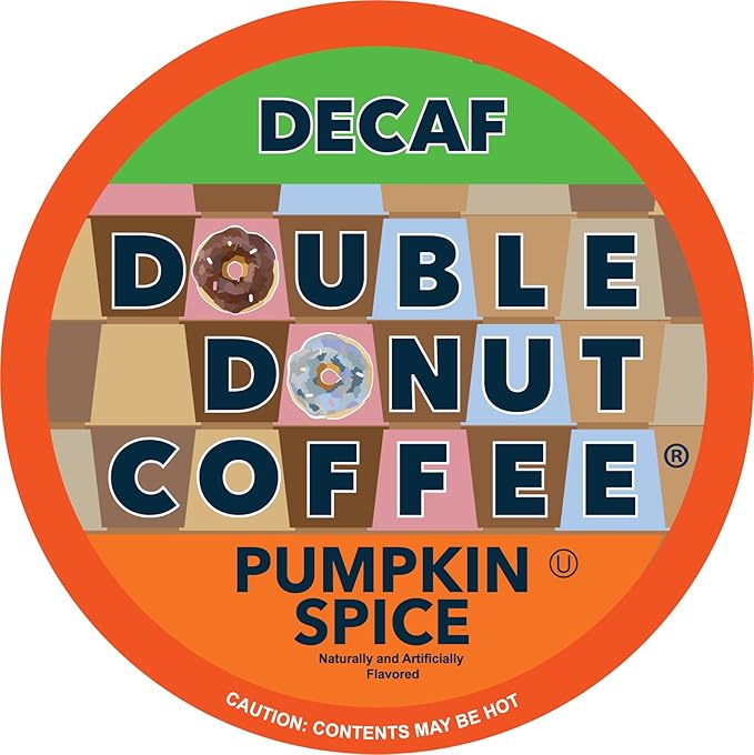 Double Donut Pumpkin Spice Medium Roast Flavored Decaf Coffee Pods for Keurig K-Cup Makers from Double Donut 96 Capsules