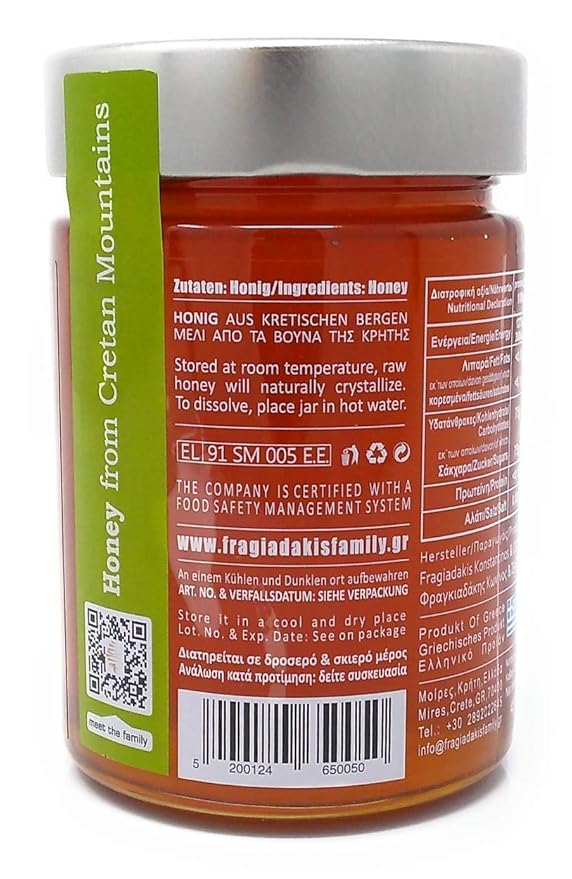 Alfa Honey – 100% Pure Raw Cretan Thyme Honey | Award-Winning | Unfiltered &amp Unprocessed | From the Mountains of Crete | 450 gram glass jar
