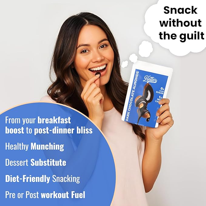 Better than good Keto-Friendly Vegan Dark Chocolate Almonds – No Sugar Gluten-Free High-Protein Diabetics Snacks Sweet &amp Salty Ethically Sourced 1 Net Carb All-Natural (2 Pack 6.5oz Each)