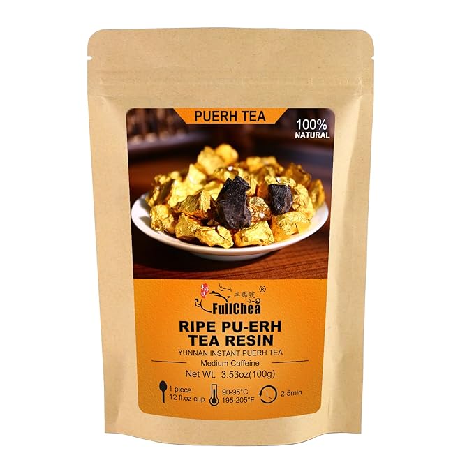 FullChea - Pu-erh Tea Resin - Instant Tea Resins - Chagao 2009 Aged Fermented Yunnan Ripe Pu Erh Medium Caffeine - Helps Digestion - 3.53oz / 100g