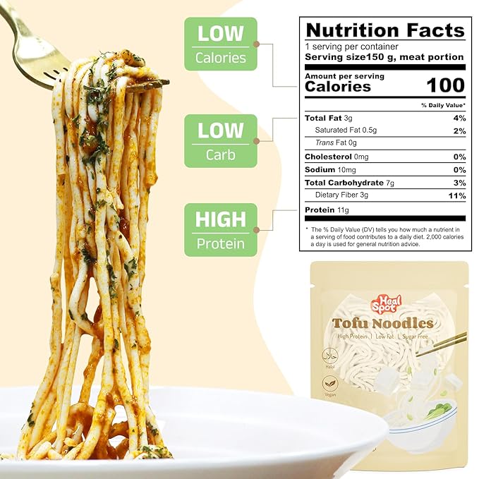 HealSpot Tofu Noodles High protein ramen Sugar free Pasta Low Carb Low Fat Non GMO Keto and Plant Based Friendly Instant Ramen Ready to Eat Meals Made with Pure Soy Milk(6 packs)