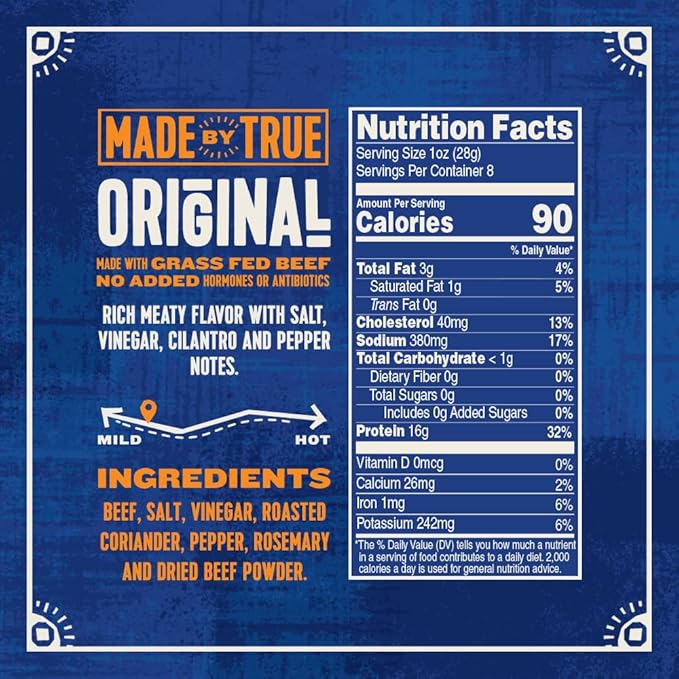 Made by True Beef Sliced Bites Savory Variety (2 oz Pack of 3) - All Natural Zero-Sugar True Jerky Biltong - High Protein Keto Paleo &amp Whole30 Diet - Sugar-Free Gluten-Free Carb-Free