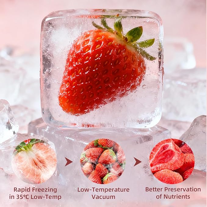 8.82 Oz Freeze Dried Strawberries Crispy Freeze-Dried Whole Strawberries Intense Sweet &amp Tart Flavor Natural Crispy Fruit Snack Dehydrated Fruit Dried Fruit Snack for Baking Yogurt