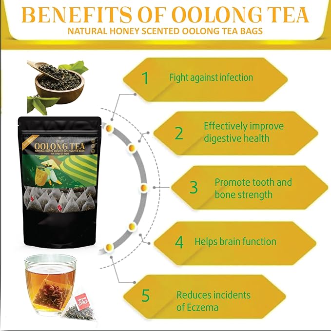 30 Nature Oolong Tea Bags – 100% Pure Whole Leaf Mix Nature Honey- Cortisol &amp Calming Tea for Anxiety Stress Digestion and Metabolism Rich in Antioxidants Vegan and Non-GMO