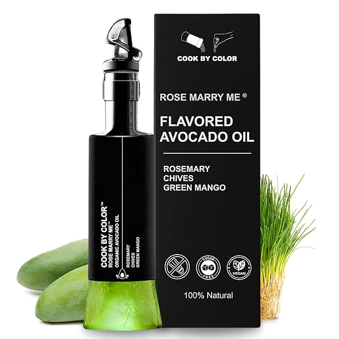 Flavored Cold Pressed Avocado Oil for Cooking Organic Avocado Oil Cooking Oil for Keto Vegan Kosher No Sodium GMO MSG or Additives Frying Oil 350 mL 11.8 Fl Oz Rose Marry Me Flavor