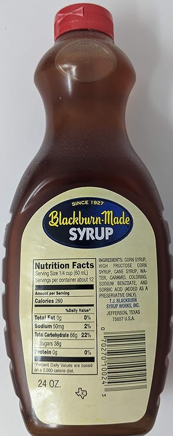 Blackburn-Made Syrup Bundle - 4 x 24 Oz Bottles of Blackburn Made Syrup Blackburn Syrup Pancake Bundled with Recipe Sheet