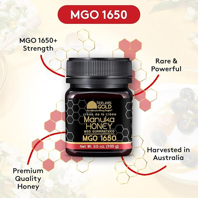 title can be updated to: Nature’s Gold Raw Manuka Honey Certified High MGO | Authentic MGO 100% Pure Genuine Traceable Hive to Home | MGO 1650+ Flavor | 3.5 Ounce (Pack of 1) Size
