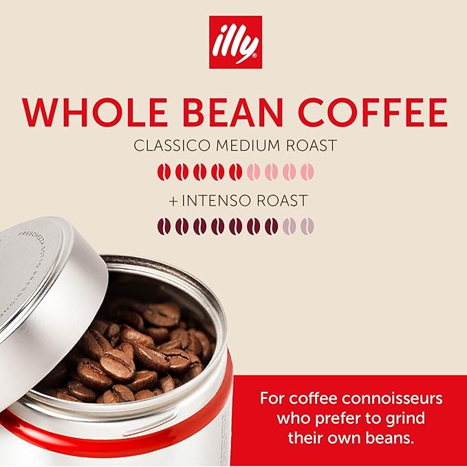 illy Whole Bean Coffee Classico Medium &amp Intenso Dark Roasts 100% Arabica Premium Italian Coffee Ideal for Espresso Drip Moka and French Press Brewing 8.8oz 6 Variety Pack