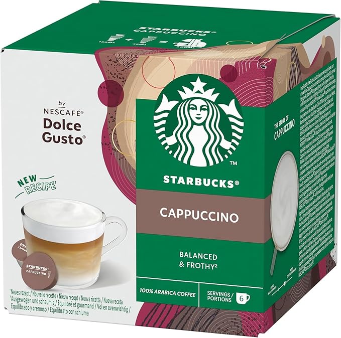Starbucks Cappuccino Coffee Pods by NESCAFÉ Dolce Gusto (Pack of 6 Total 72 Pods)