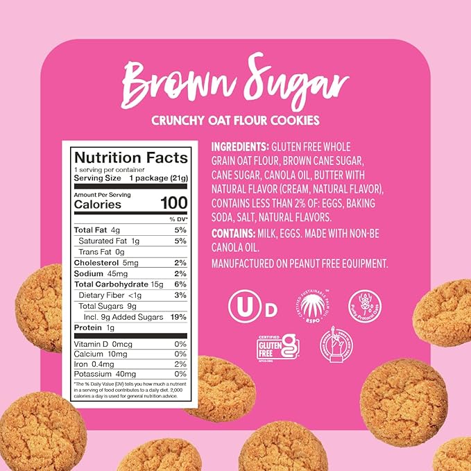 Goodie Girl Mini Brown Sugar Cookie Snack Packs | Gluten Free Peanut Free | 100 Calories (24 Pack)