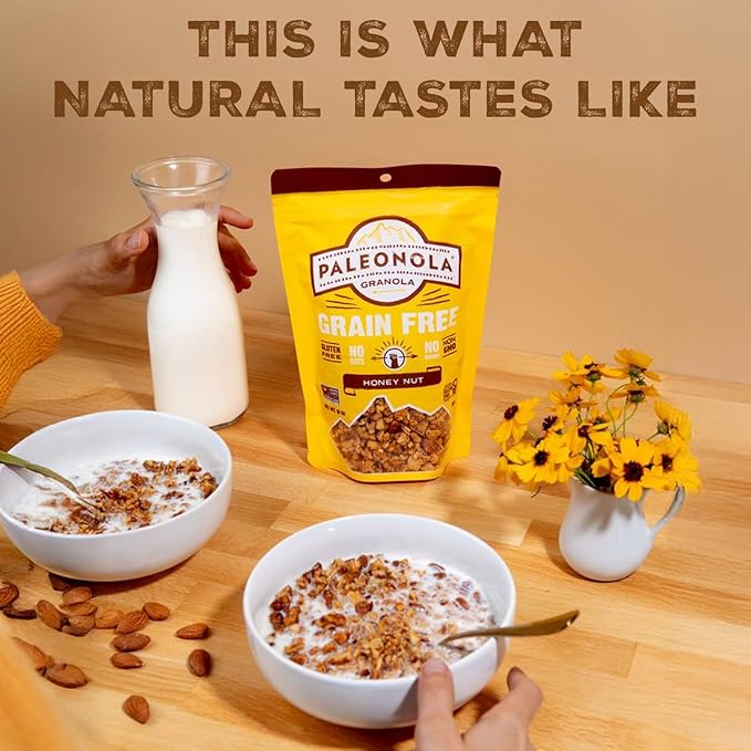 Paleonola Honey Nut Grain Free Granola 10 Oz Resealable Bag (Pack of 2) - Grainless Paleo Granola Blended with Organic Honey Coconut Oil Pecans Vanilla Extract &amp Sea Salt - Gluten &amp Dairy