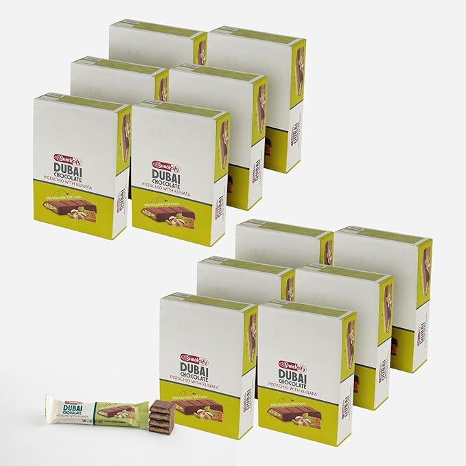 Mini Dubai Chocolate (Pack of 288) Kunafa Pistachio Bar- 27gr Total 17.16 pounds.- Perfect for Gifting Fresh Daily Production 288 Pieces Dubai Chocolate with Shredded Phyllo Dough