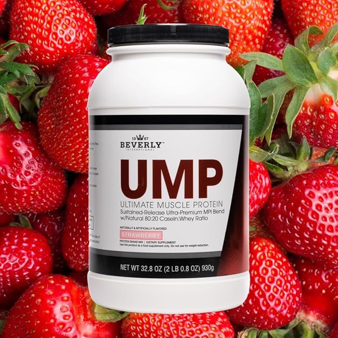 Beverly International UMP Protein Powder Strawberry. Unique Whey-Casein Ratio Builds Lean Muscle. Easy to Digest. No Bloat. (32.8 oz) 2lb .8 oz