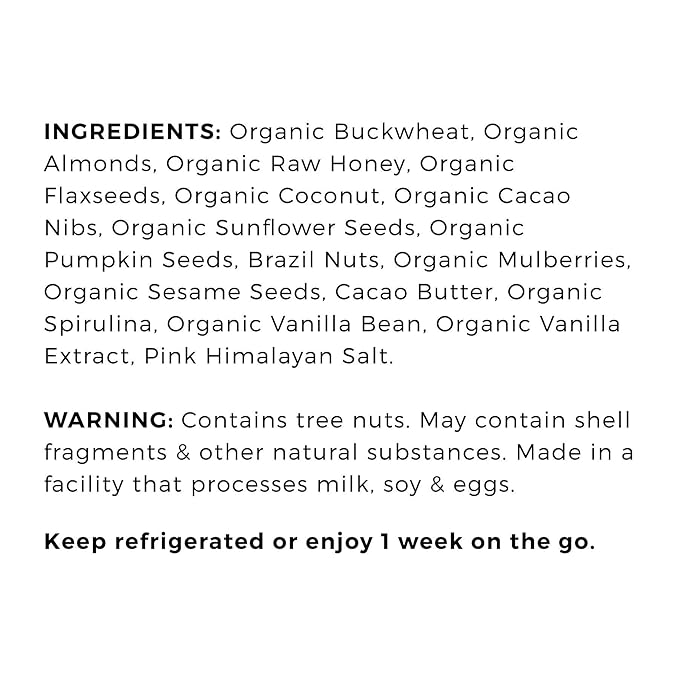 Elemental Superfood Seedbars Mulberry Cacao + Spirulina 1.8 Ounce - 12 Pack 100% Certified Organic Non-GMO Verified Gluten Free Dairy Free Plant Based