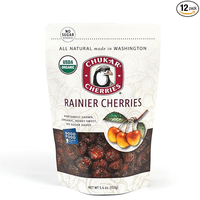 Chukar Cherries Organic Dried Rainier Cherries (Pack of 12)