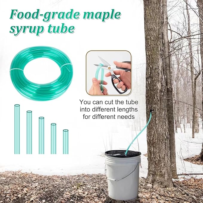 15 Set Maple Syrup Tapping Kit ROOKEA Maple Tree Sap Taps 32Ft Food Grade Tubing Lines Tap Drill Bit Tapping Filter for Birch Syrup Supplies Collection Beginner Accessories