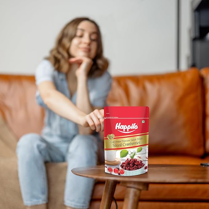 Happilo Premium Californian Dried and Sweet Sliced Cranberries 200g | Real dried fruit | High Antioxidants Dietary Fiber | Healthy Sweet Treats