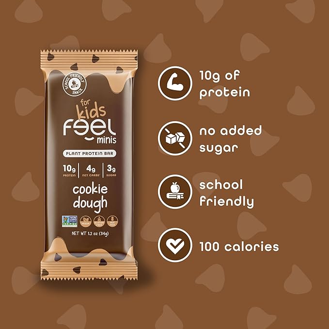 FEEL Kids Protein Bars Minis | Variety Pack | 10g Plant Protein | 100 Calories | No Added Sugar | Daily Veggies | Gluten Free No Nuts No Soy No Dairy No Grains (Pack of 12)