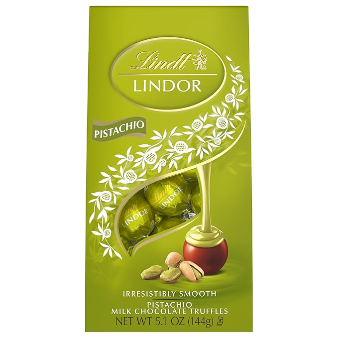 Lindt LINDOR Pistachio Milk Chocolate Candy Truffles 5.1 oz. Bag