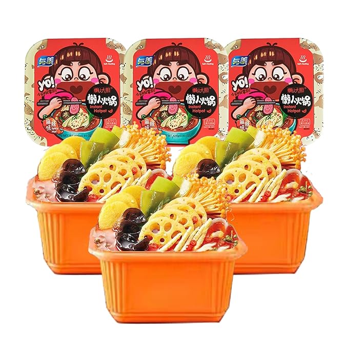 3 Pack Yumei Instant Hotpot Self-Heating 425g with Vegetable and Noodles in Like Real Life Spicy Flavor Hotpot (Spicy &amp Hot)