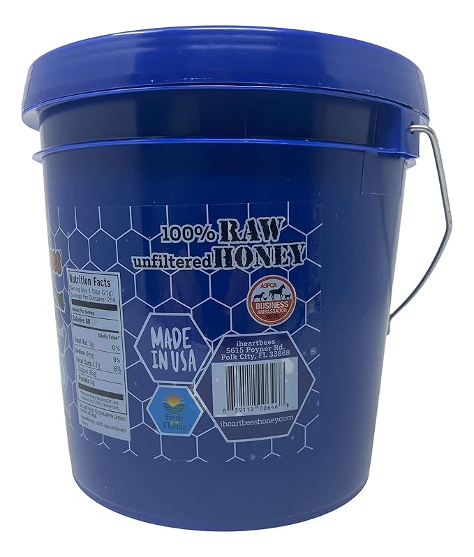 I HEART BEES Florida Allergy Blend Raw and Unfiltered Honey 12 Pound Bucket