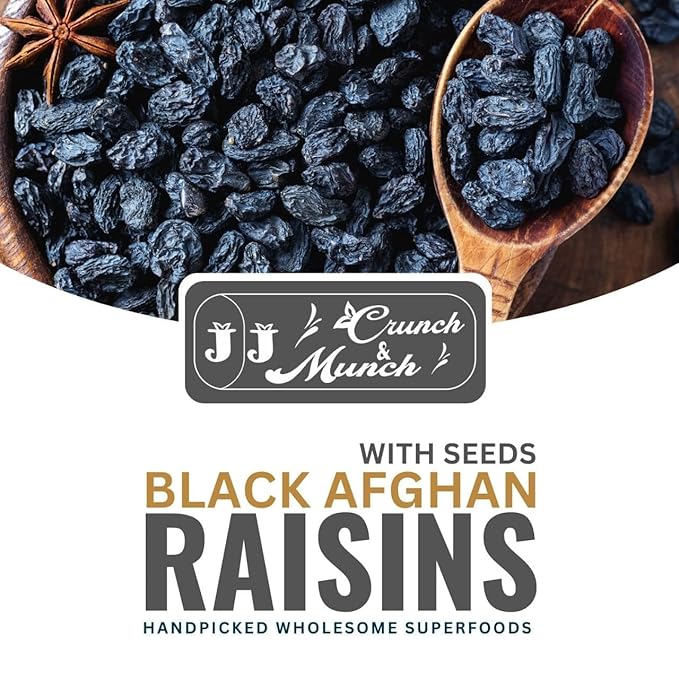 Natural Afghan Black Dried Fresh Raisins Seeded Premium Quality ready to eat Black seeded Raisin (Pack Of 1 (250 Gram))