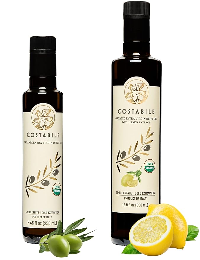 Lemon Olive Oil (16.9 Fl.Oz) and Medium Intensity Classic Blend (8.45 Fl. Oz.) - Great for salads finishing and baking - COSTABILE