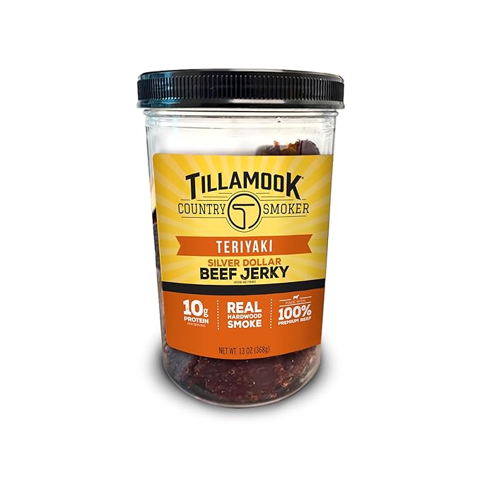 Tillamook Country Smoker Real Hardwood Smoked Silver Dollar Jerky Teriyaki 13 Ounce