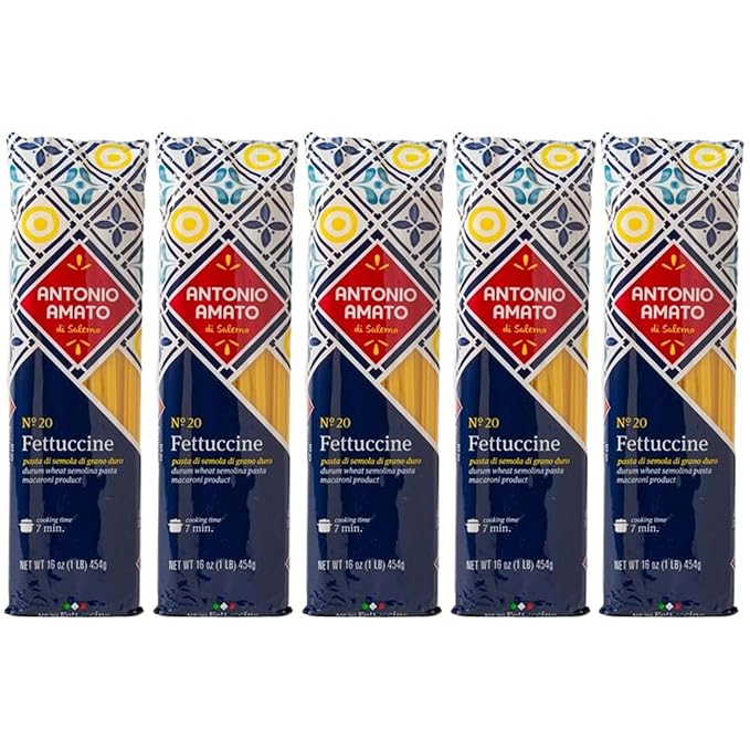 Antonio Amato di Salerno - NO.20 Fettuccine - (Pack of 5 5lb total weight) - pasta di semola di grano duro - durum wheat semolina pasta macaroni product - Authentic Italain Pasta - PRODUCT OF ITALY -