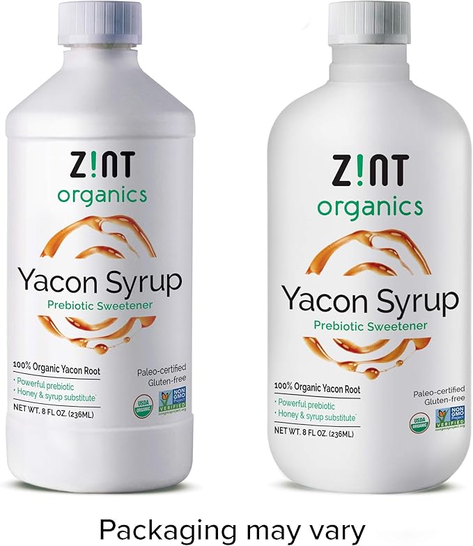 Organic Yacon Syrup - Award-Winning 100% Pure Paleo-Certified Prebiotic Fiber Liquid Natural Sweetener Non GMO Pure Yacon Root Superfood - Natural Diet Aid (8 Fl Oz 2 Pack)