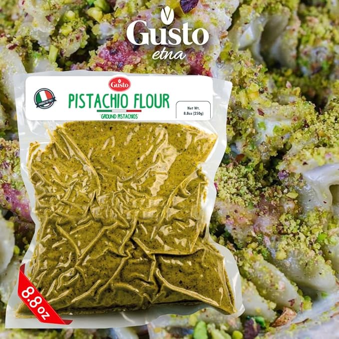 Pistachio Flour 8.8 oz (250 g) Fine Chopped Pistachio Flour Ground Pistachios Pistachio Powder Gluten Free Flour High Protein Non Gmo Italy by Gusto ETNA