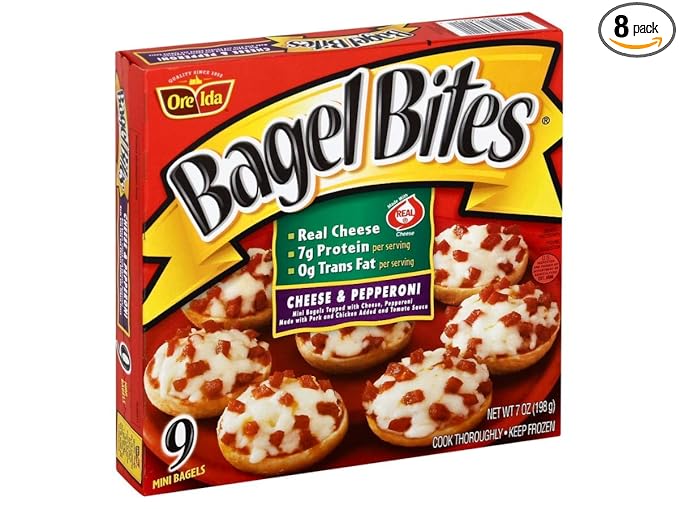 Heinz Pepperoni and Cheese Mini Bagel Bite - Appetizer 7 Ounce - 8 per case.