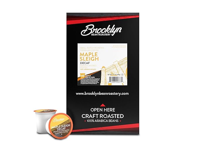 Brooklyn Beans Coffee Pods Maple Sleigh Decaf - Compatible with Keurig K Cup Brewers Including 2.0 Machines 40 Count Maple Flavored