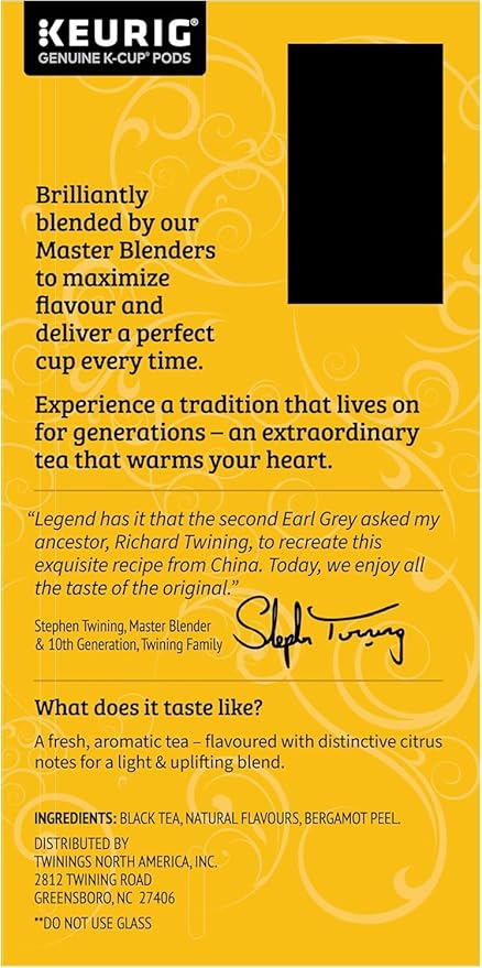 Twinings Earl Grey Black Tea K-Cup Pods for Keurig 24 Count (Pack of 2) 48 Total Flavoured with Citrus and Bergamot Caffeinated Enjoy Hot or Iced