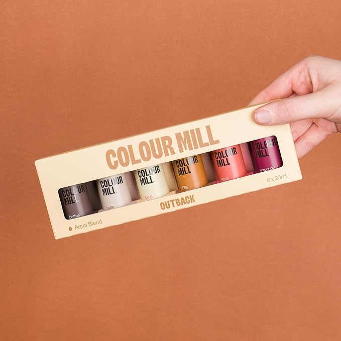 Colour Mill Outback Pack Aqua Blend Water-Based Food Coloring 20 Milliliters Each of 6 Colors: Burgundy Clay Coffee Latte Rust and Sand