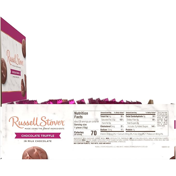 Russell Stover Milk Chocolate Truffle - 0.55 oz (Pack of 36)