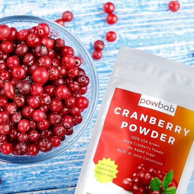 powbab Cranberry Powder from 100% USA Grown Organic Dried Cranberries. No Added Sugar. Pure Fruit Unsweetened Cranberry. Not Freeze Dried. (3.5 Oz)