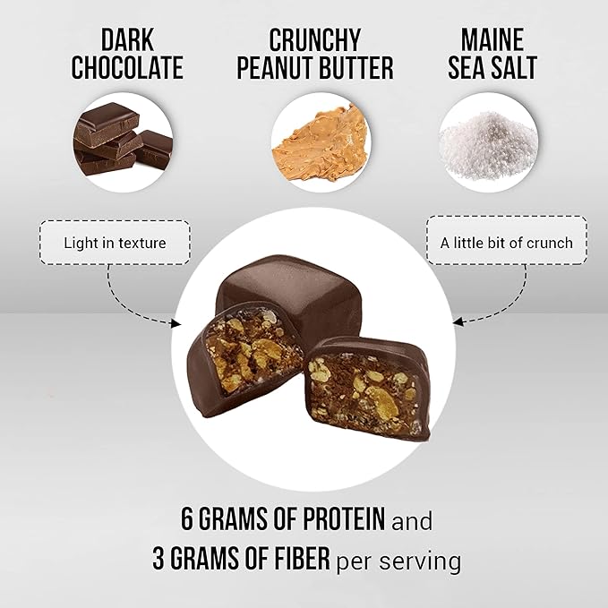 Bixby Organic Dark Chocolate Crunchy Peanut Butter Sea Salt Bites - Gluten Free Kosher Non-GMO Chocolate Clusters - Organic Dark Chocolate Snacks - Resealable 4.2oz Bags - Pack of 6 Bags
