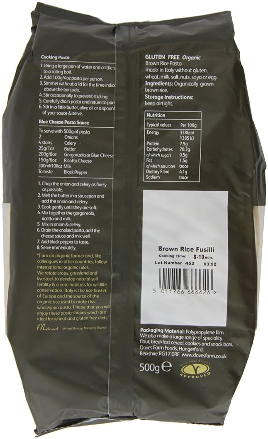 Doves Farm Organic Gluten Free Brown Rice Fusilli (500g) - Pack of 6